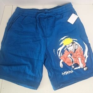 Naruto Anime Mens Small Graphic Jogger Shorts W Pockets
